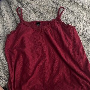 SHEIN Wine Lace-Trim Eyelet Cami
